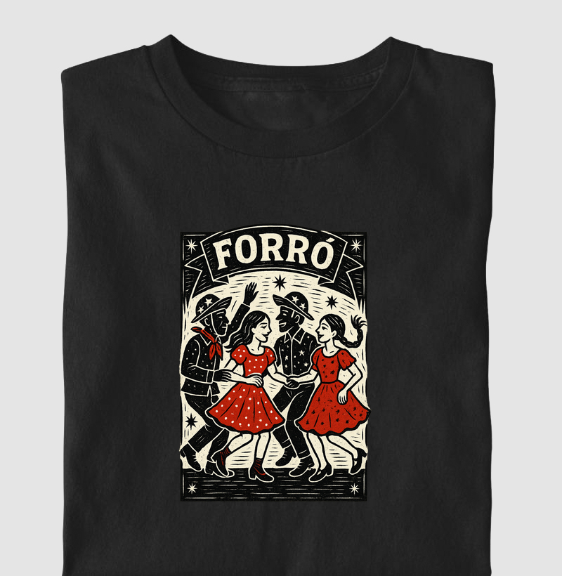 Forró em xilogravura colorida