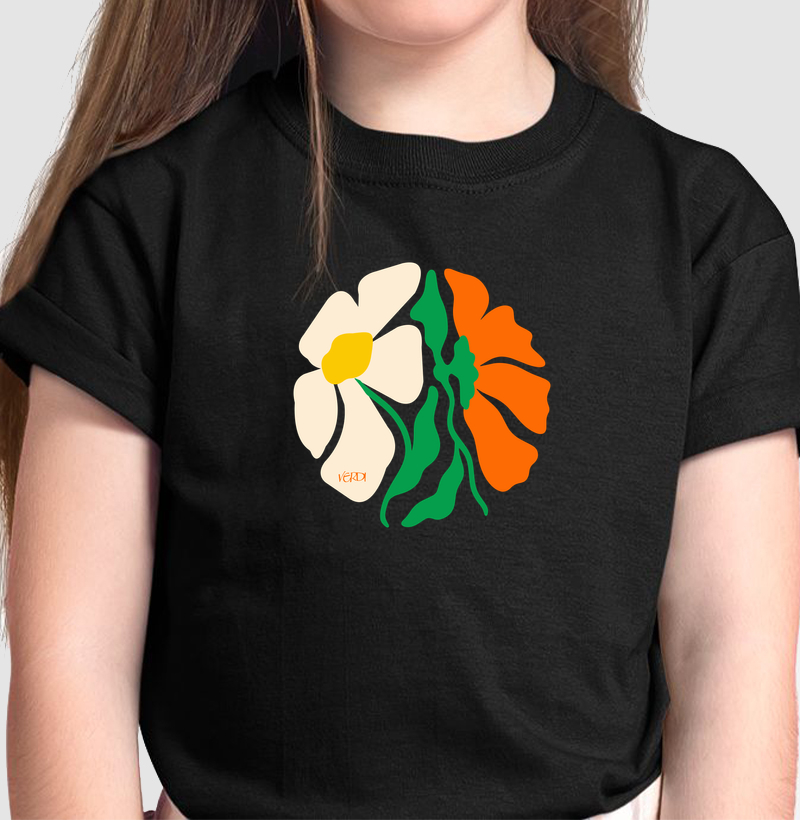 Círculo com flores branca e laranja