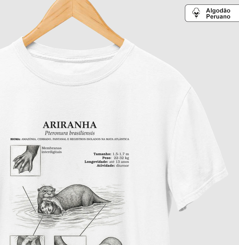 Camiseta Prime Ariranha  Vintage | Coleção Enciclopédia Tropical