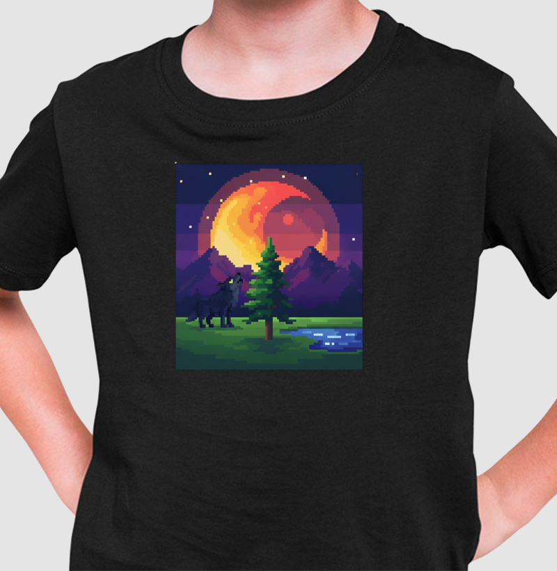 Camiseta Infantil O Luar do Lobo Reset8Bit