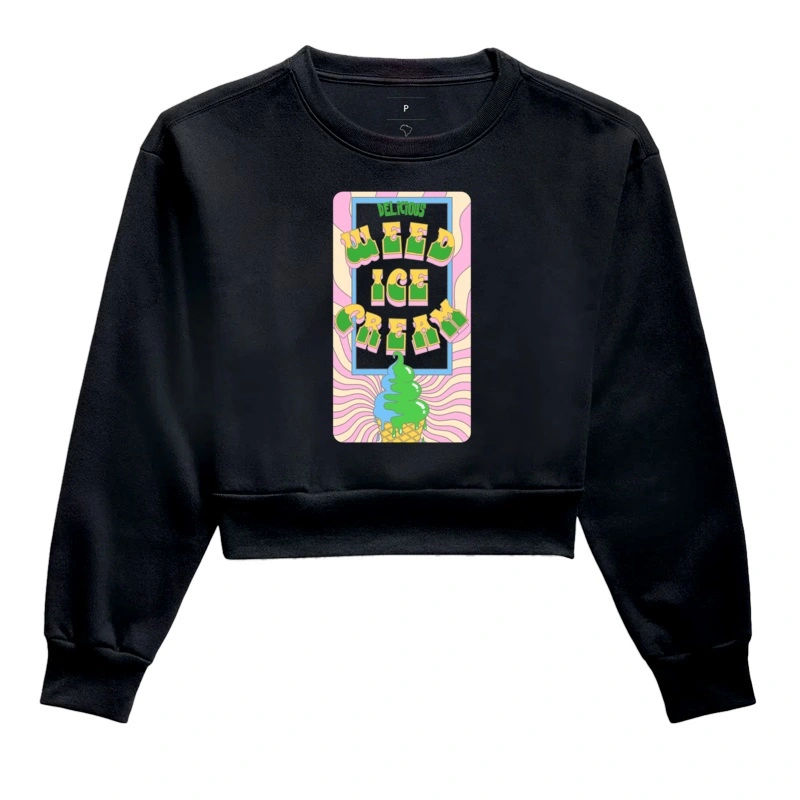 Weed Ice Cream Moletom Cropped Premium