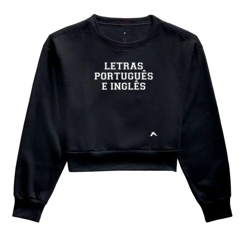 Moletom Cropped Letras Português Inglês Classic