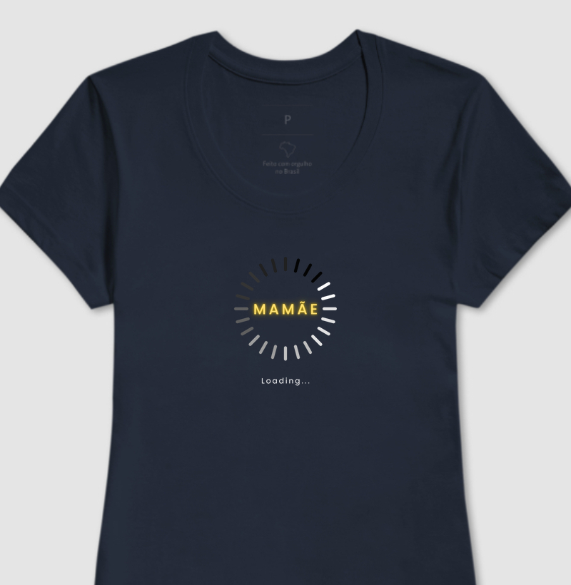 Camiseta Mamãe Loading | azul marinho