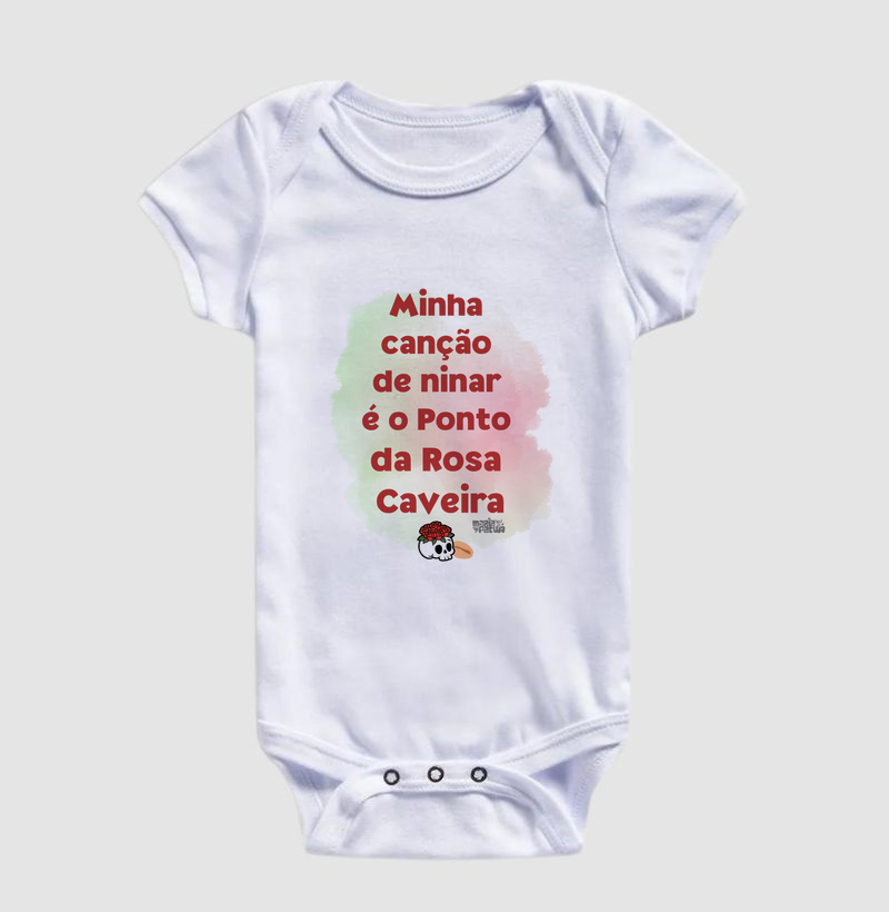 Body Infantil Ninar Rosa Caveira Maria Patuá