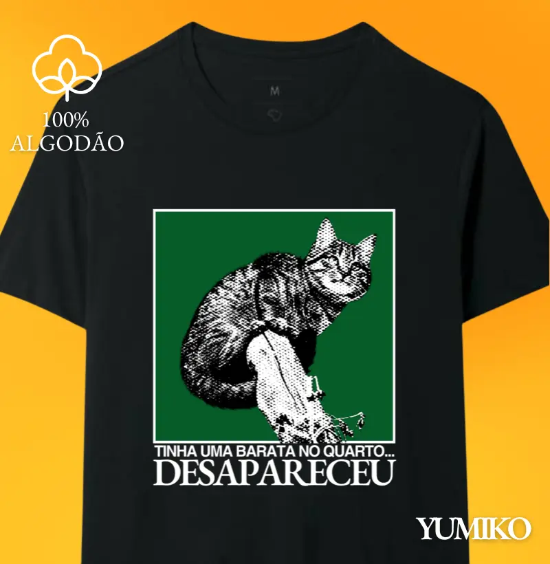 Camiseta Tinha uma barata no quarto... Desapareceu - Quadro (T-Shirt & Baby Look) 