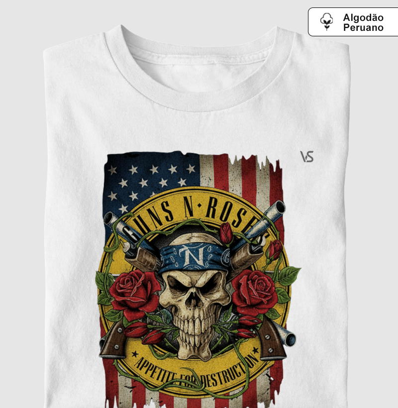 Guns n Roses - tecido algodão peruano