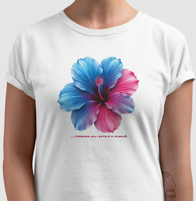 CAMISETA RESERVA.INK MASCULINA E FEMININA TRIBOS.etc  SÓ ELAS HIBISCO AZUL E ROSA