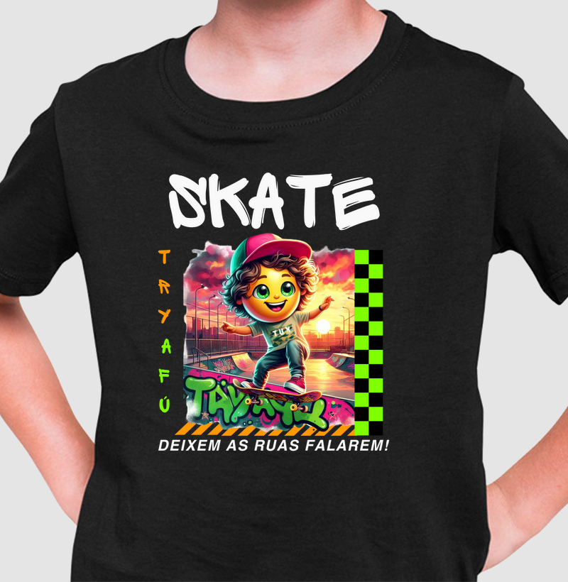 🔥 Camiseta Infantil Algodão Premium Estampa Exclusiva Try Afú - "Deixem as Ruas Falarem" - Estilo e Atitude nas Ruas! 🔥