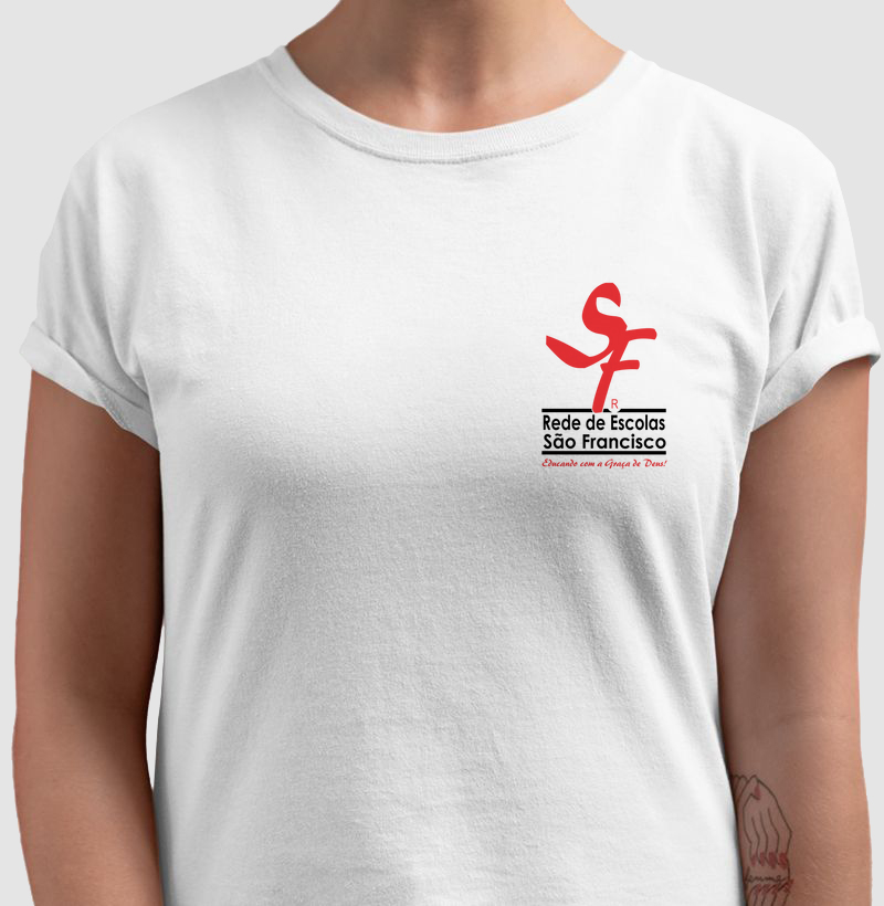 SF001 - Camiseta Rede de Escolas São Francisco - SF - Branca ou Cinza