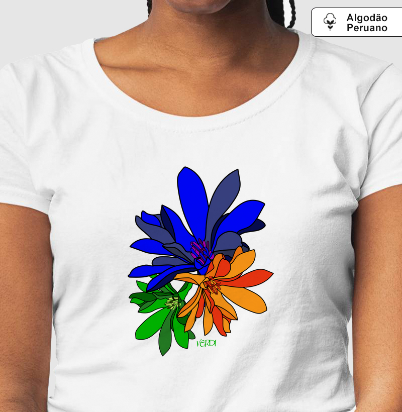Flores azul, verde,laranja