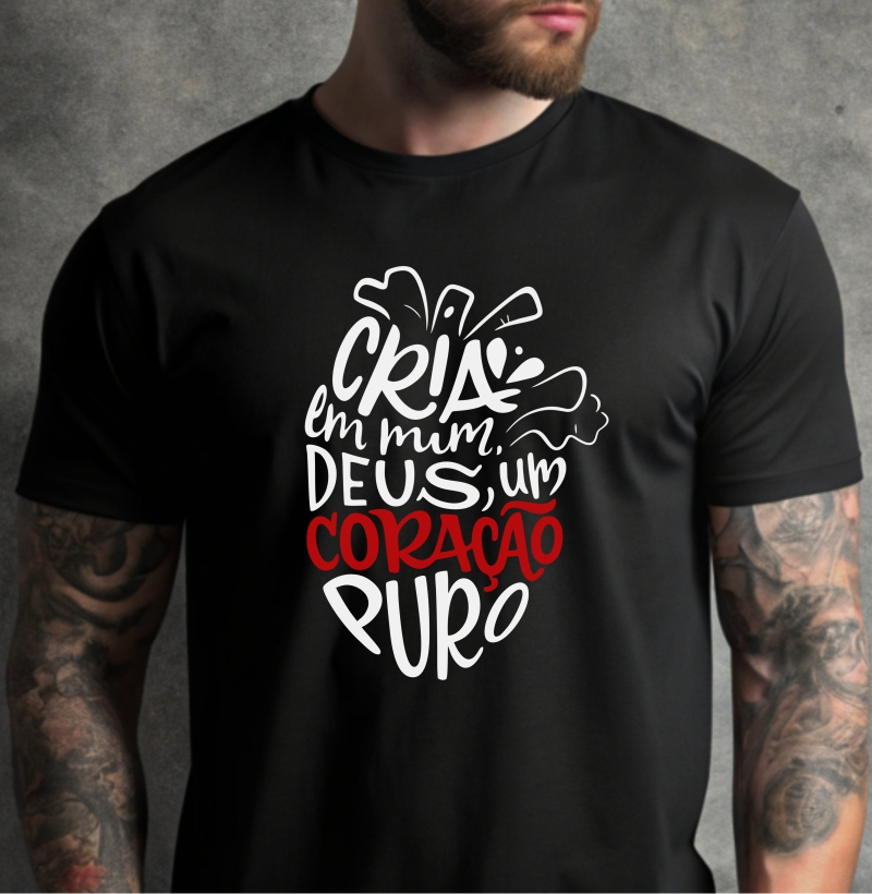 Camiseta cria em mim Deus