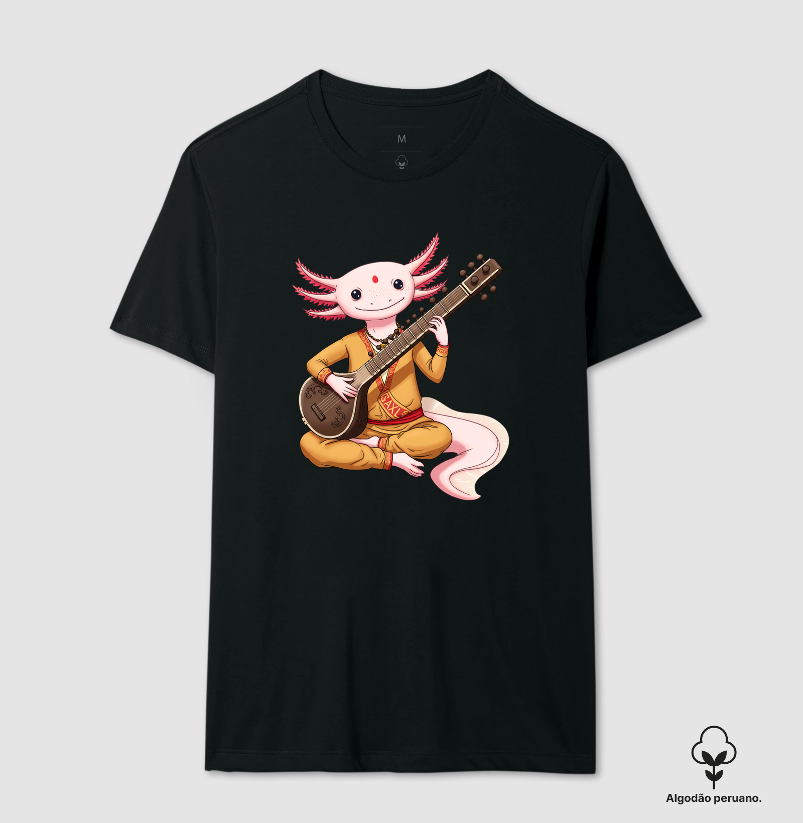 Camiseta Algodão Peruano - AXL, Indiano tocando Sitar 