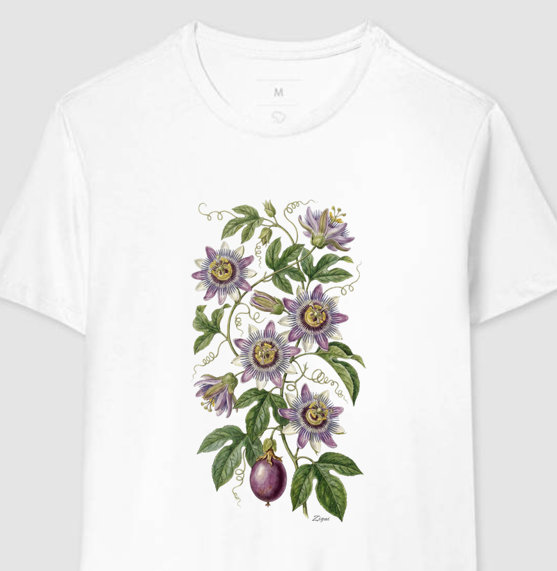 Camiseta Flor de Maracujá | Coleção Aquarela Nativa