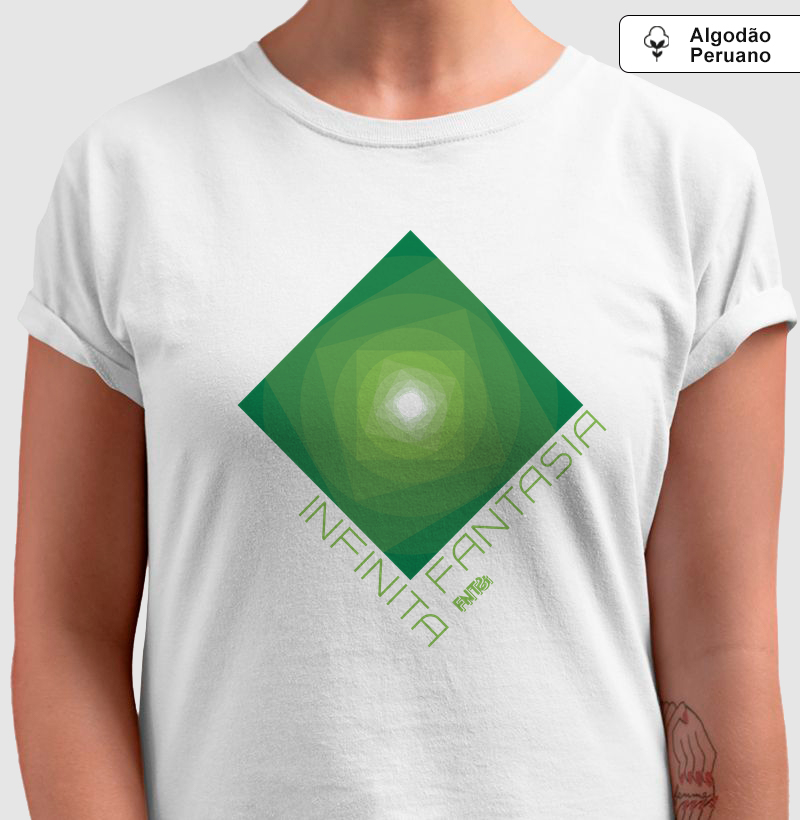T-SHIRT "INFINITA FANTASIA" / VERDE - ESTAMPA GRANDE (ALGODÃO PERUANO)