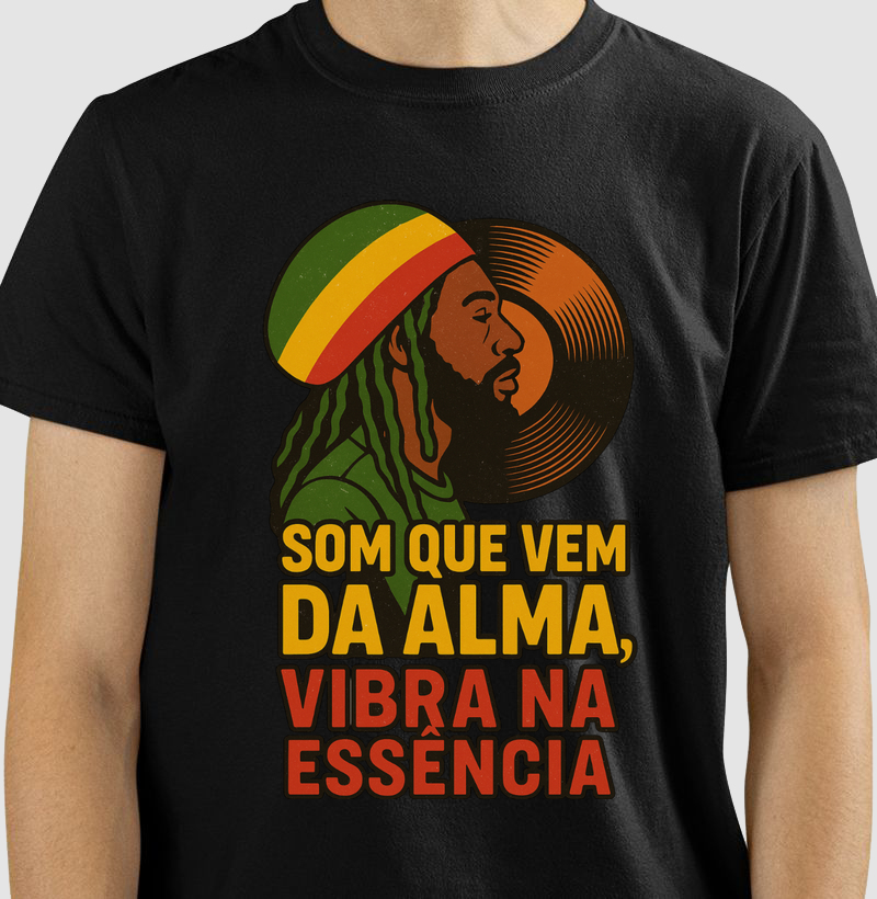camiseta algodão reggae que vem da alma