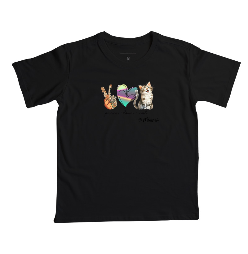 Camiseta Miau Paz Amor e Gato