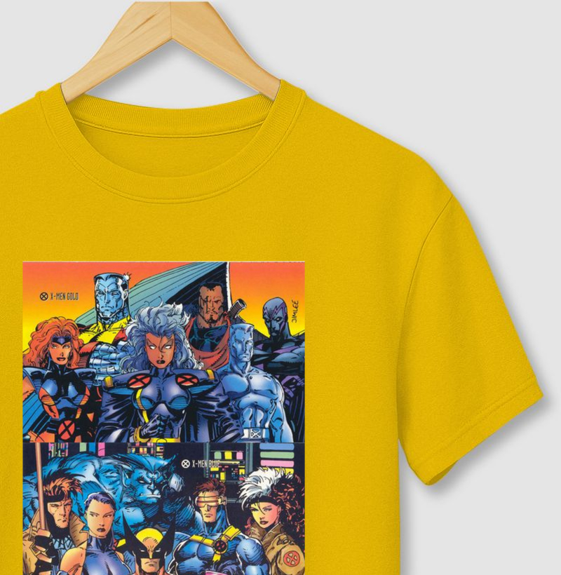 Camiseta X-MEN Equipe Azul e Dourada