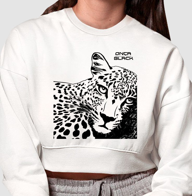 Cropped Moletom Onça deitada