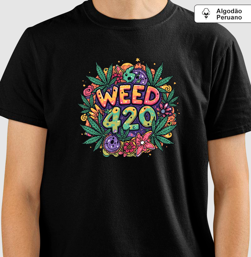 Camiseta Algodão Peruano Weed 4:20