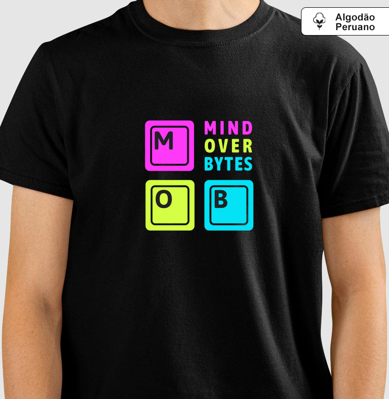 Mind Over Bytes: Camiseta em Algodão Peruano - Estampa para Mentes Criativas