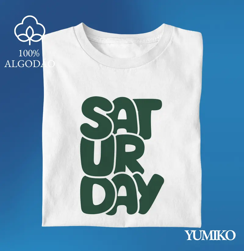 Tshirt em Algodão com Estampa Saturday - Sábado
