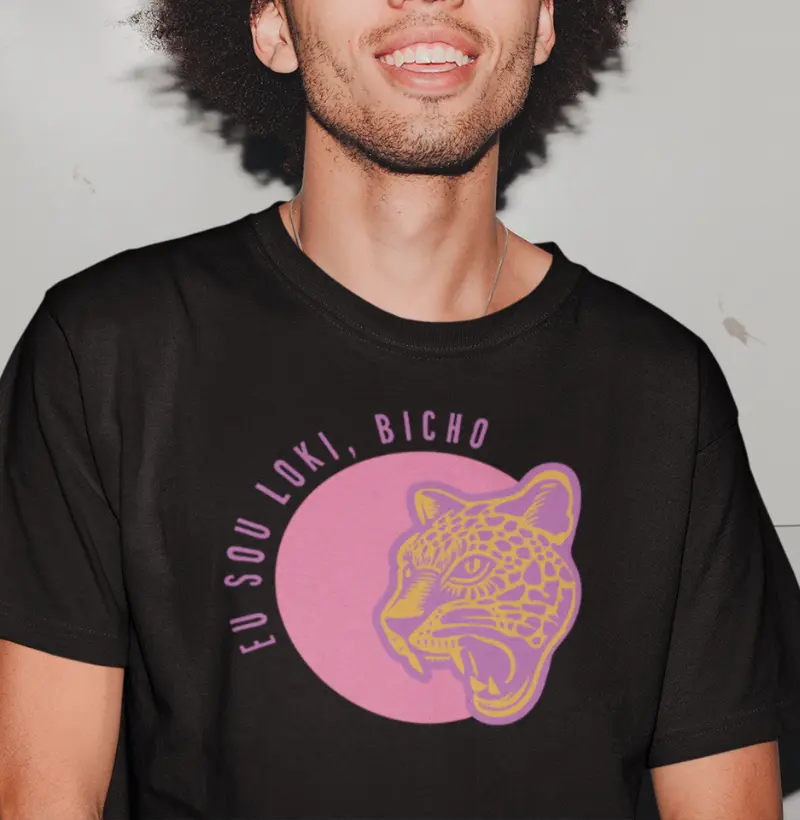 Camiseta Algodão Peruano Pantera Rosa Bicho Eu Sou Loki