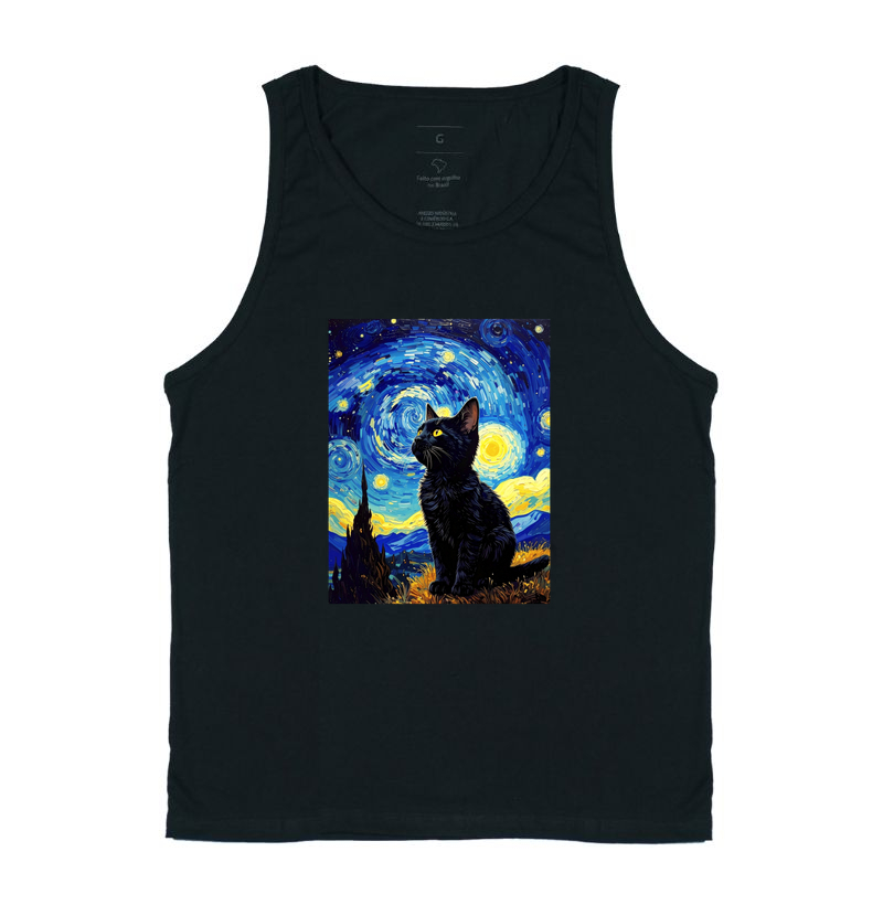 Gatinho e a Noite Estrelada Van Gogh