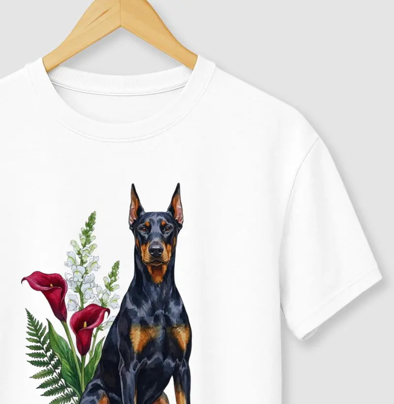 Doberman Floral Elegância