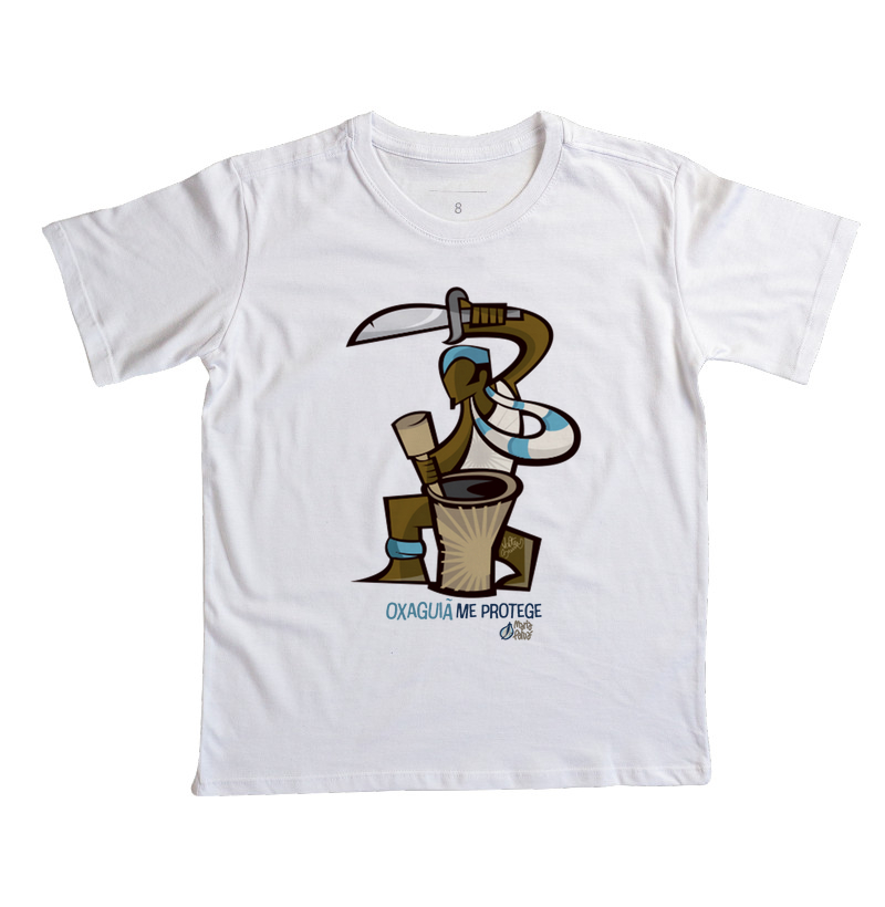 Camiseta Infantil Oxaguiã me Protege Maria Patuá