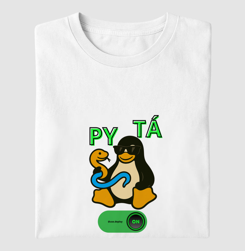 Camiseta PY TÁ ON – Python, Linux e estilo ligado! 