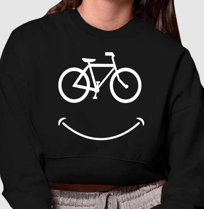 Camiseta de bicicleta com rosto sorridente