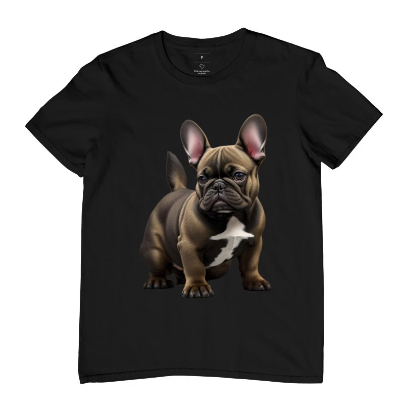 Camiseta Buldogue caramelo de peito branco