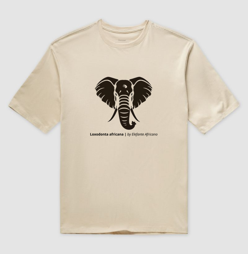 Camiseta Animalis Oversized Elefantes Africanos 100% Algodão