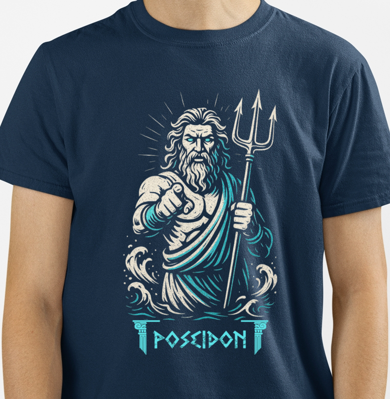 Camiseta - Poseidon (Arte Linocut)
