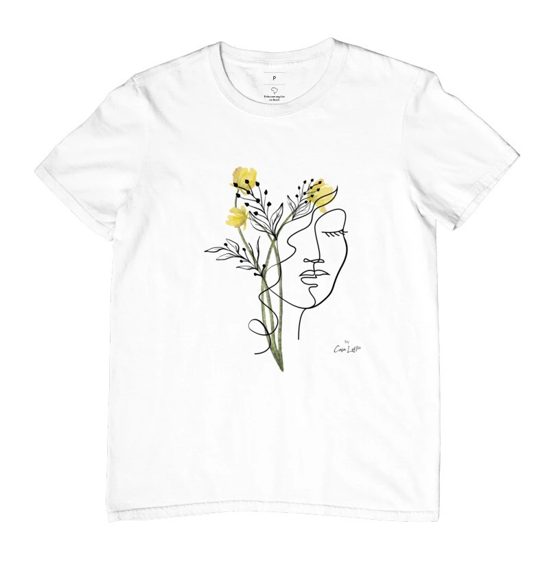 Camiseta Mulher Flor Amarela cl320