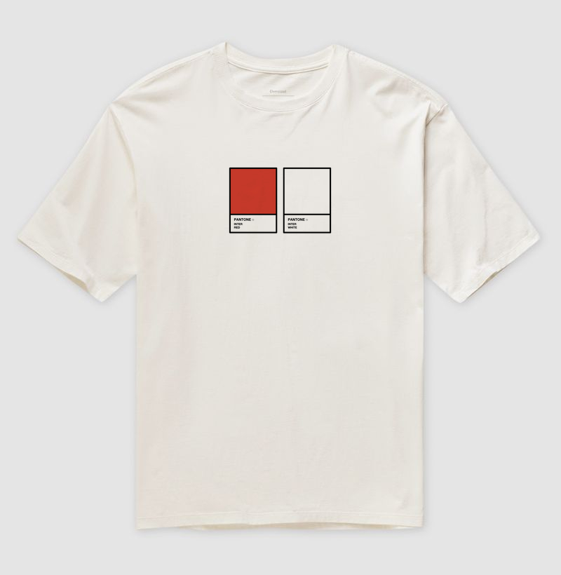 Camiseta Oversized Pantone Vermelho e Branco