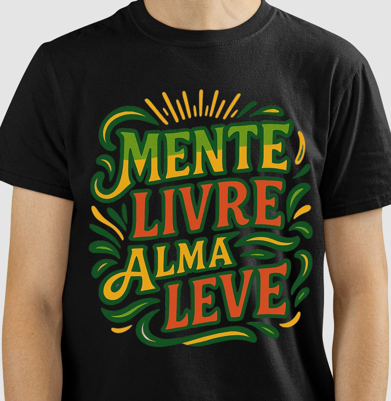 camiseta algodão estampa Reggae frases mente livre, alma leve