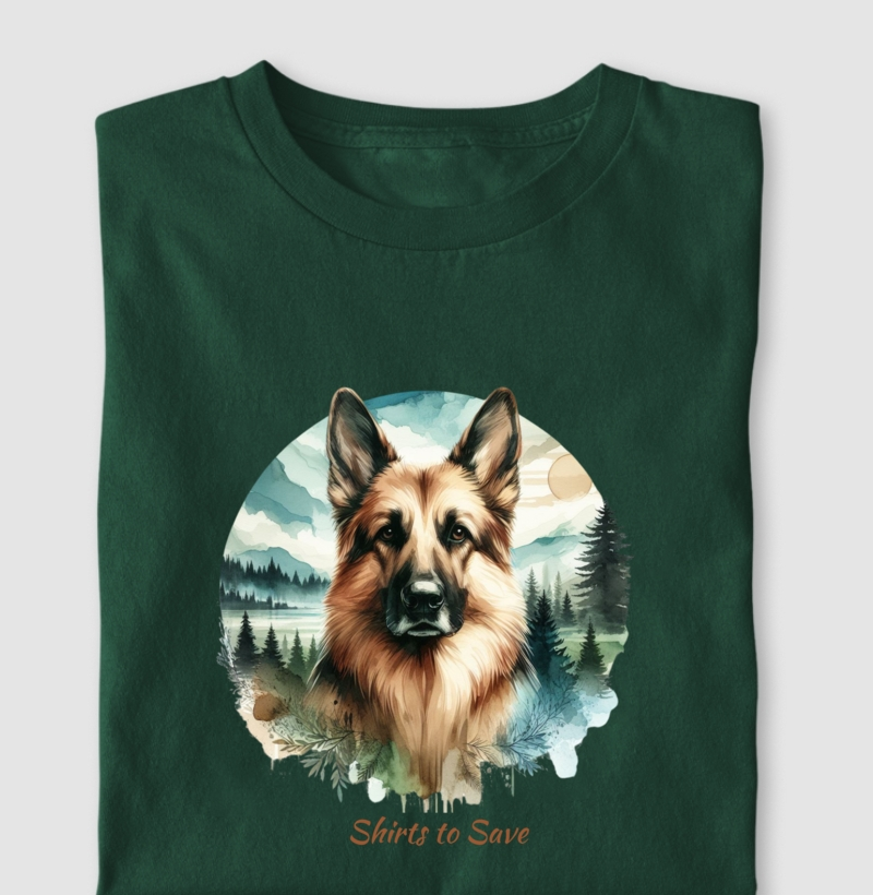 Camiseta pastor alemão Aquarela