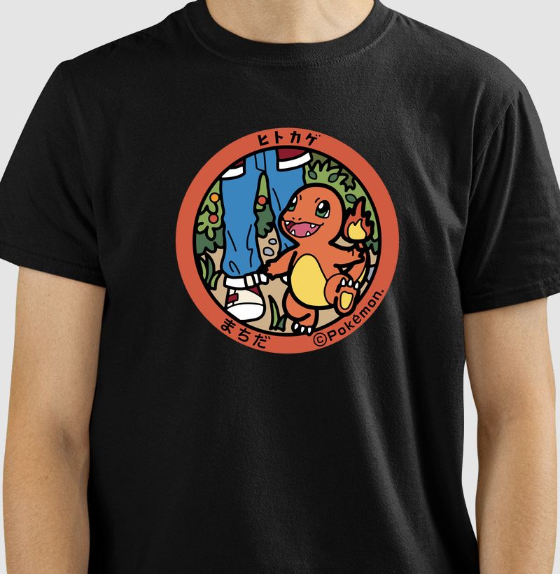 Algodão Premium “Charmander” – Selo Pokémon (Pokéfuta) Circular Colorido (PP ao 4G)