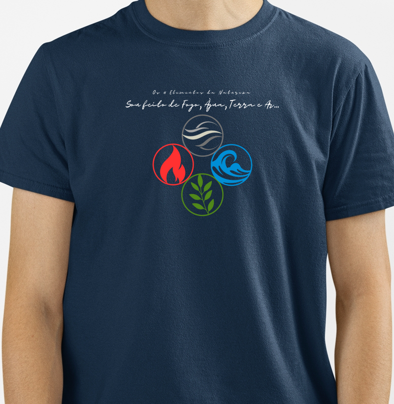 Camiseta 4 Elementos da Natureza Est. F.A.T.A. Azul Marinho