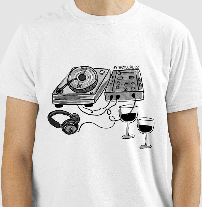 T shirt wine rock jazz mixer