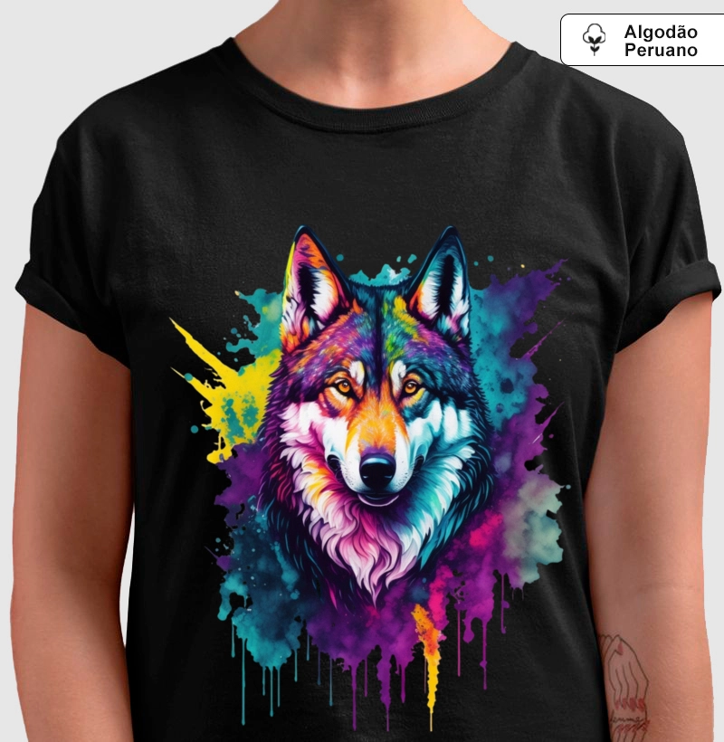 Camiseta Algodão Peruano Lobo Sereno