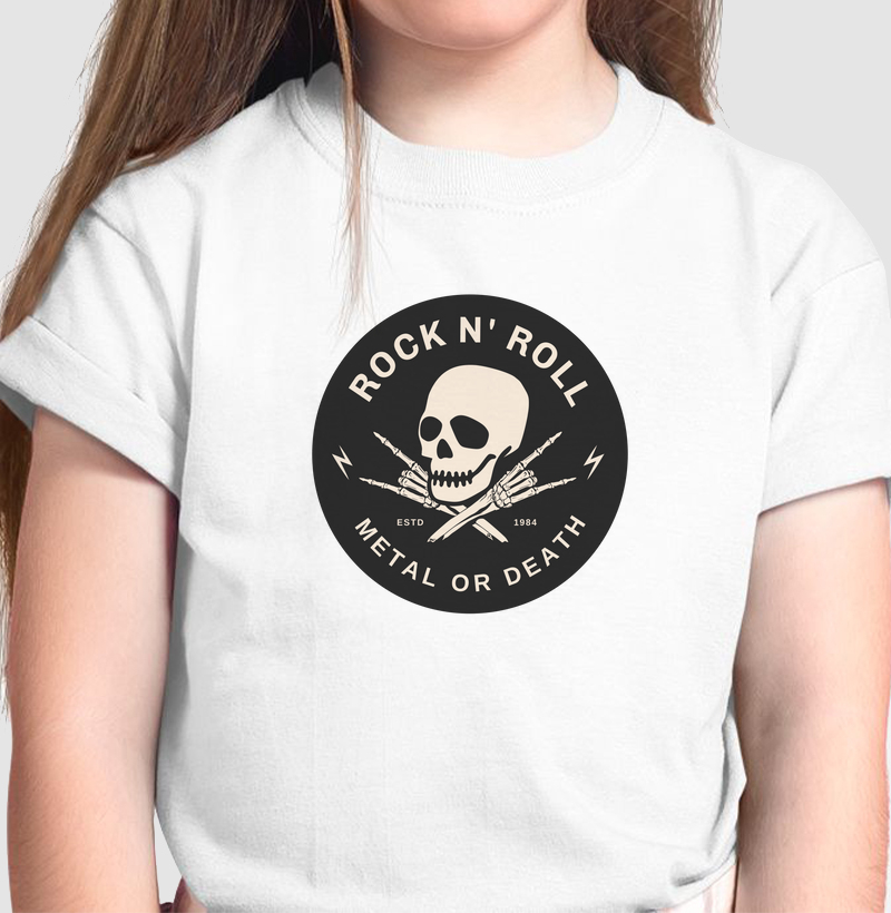 Rock N’ Roll Metal or Death: Camiseta Infantil - Estilo e Atitude para Fãs do Metal