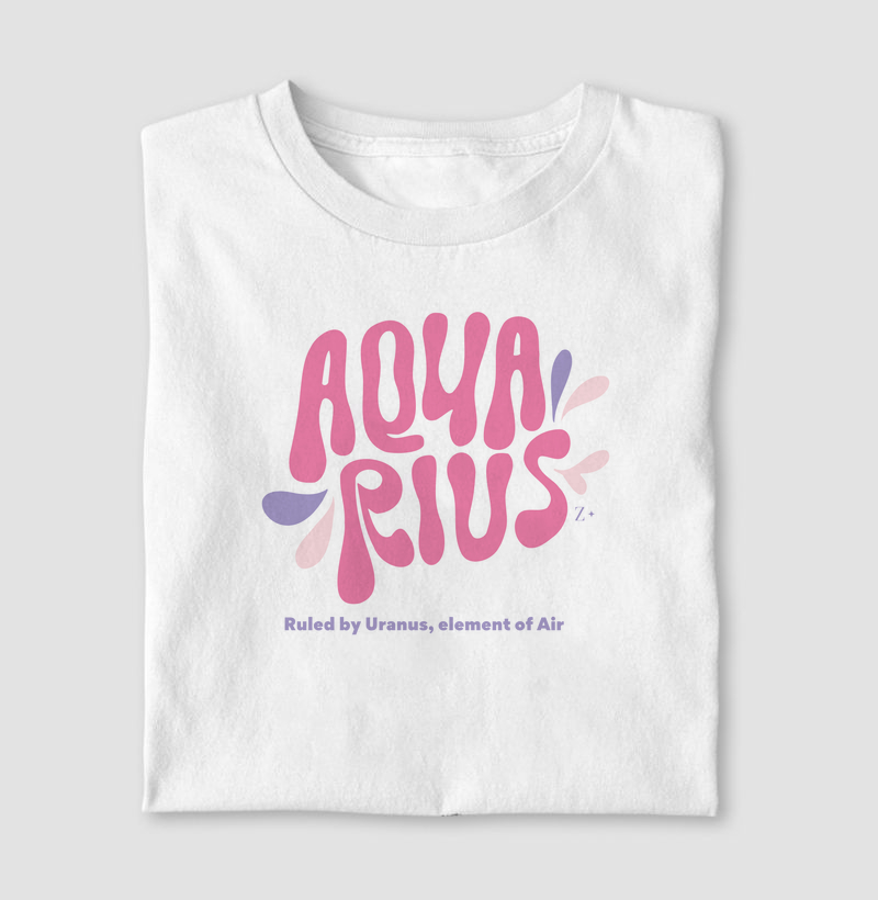 Camiseta Signos AQUÁRIO - AQUARIUS LETTRING