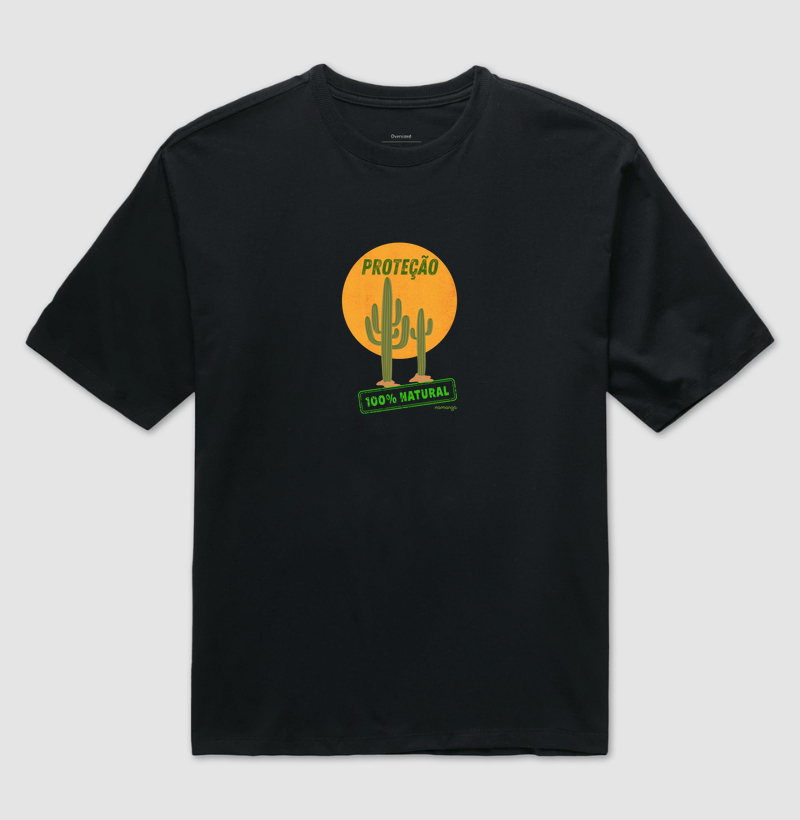 Camiseta Cacto Proteção Natural – Estampa de Cactos - Na Manga