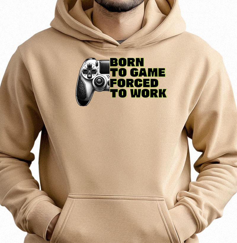 Moletom Slim com Bolso “Born to Game, Forced to Work"