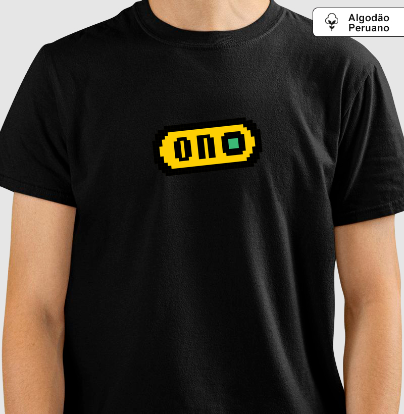 Camiseta Gamer “ON Pixeled” em Algodão Peruano