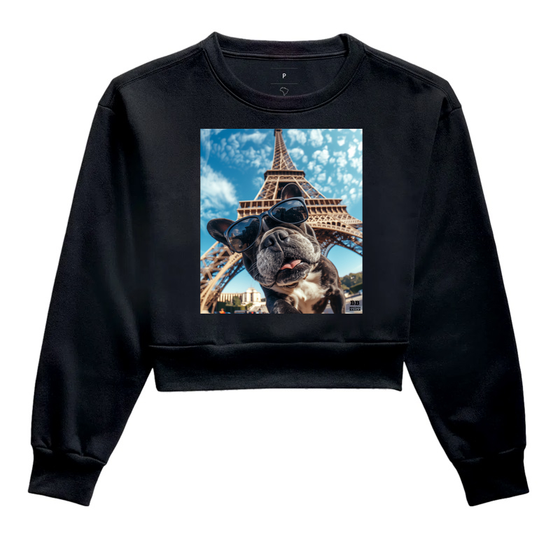 Moletom Cropped Bulldog Francês "Selfie 3"