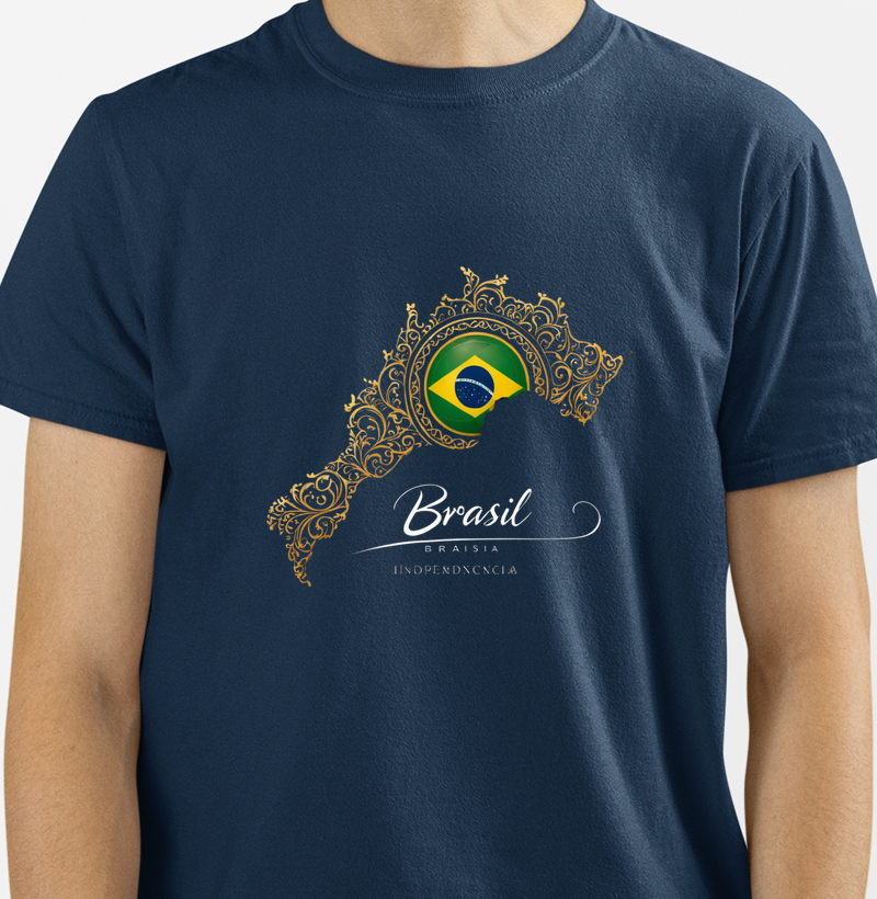 Camiseta "Brasil Independência" - Estilo Elegante com Arte Tradicional