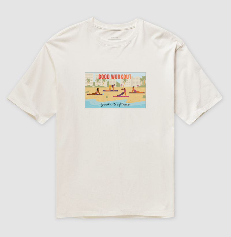 Oversized Good Vibes Fitness Beach Branca